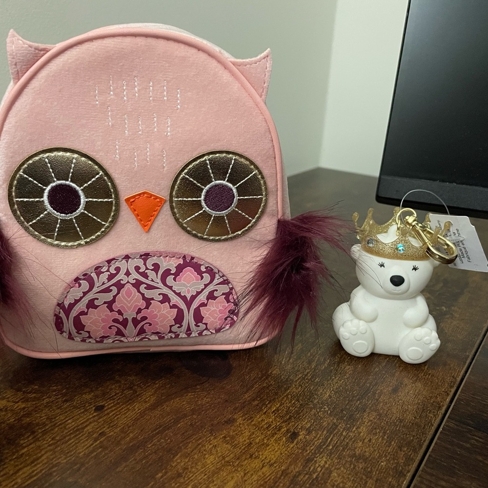 Pink Owl Bag and Pocketbac Keychain